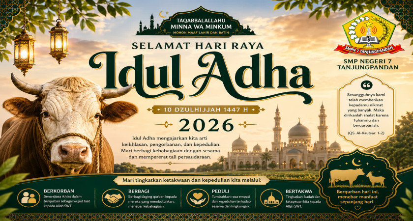 SMP Negeri 7 Tanjungpandan Gelar Kegiatan Qurban untuk Tingkatkan Kepedulian Sosial