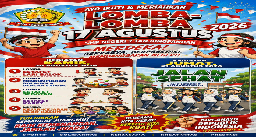 Semarak HUT Ke-81 Kemerdekaan RI, SMP Negeri 7 Tanjungpandan Gelar Lomba dan Jalan Sehat