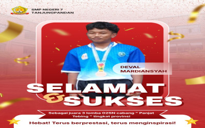 SMP 7 Tanjungpandan Raih Juara 3 O2SN Tingkat Provinsi