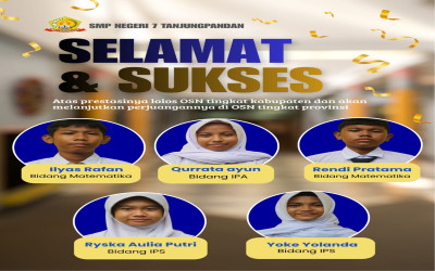 Membanggakan! Lima Siswa SMP Negeri 7 Tanjungpandan Lolos OSN Tingkat Kabupaten, Siap Melaju ke OSN Tingkat Provinsi